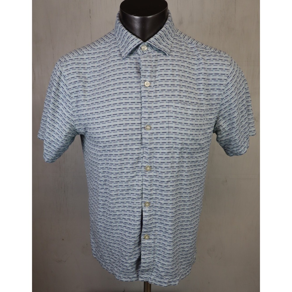 Tommy Bahama Shirt Hawaiian Button Up Blue Geometric Loop Collar Size M Silk